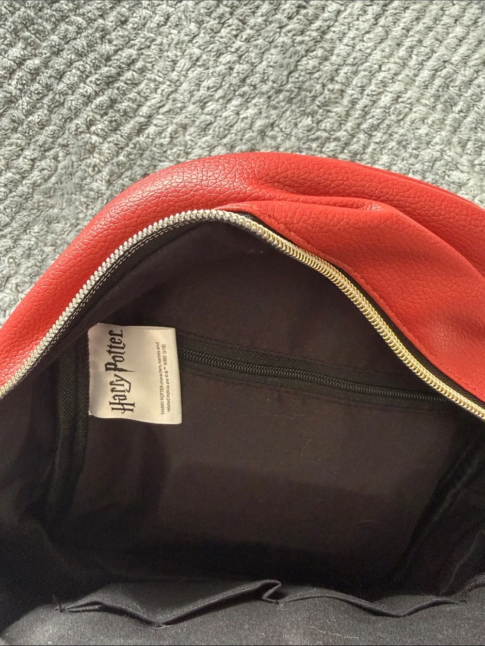 Warner Bros. Red Faux Leather Mini Backpack with Gold Zipper